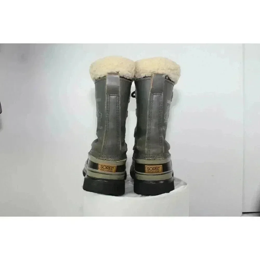 Sorel Caribou Kaufman Dark Gray Men's Waterproof Snow Boots Wool Lined Size 8